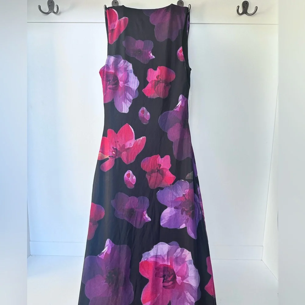 NWT Princess Polly Eviana Maxi Dress Floral Black Pink Purple Wedding - Size 4 - Picture 4 of 7
